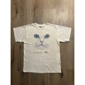 Vintage 90s Bob Harrison 1996 Cat Face T-Shirt Adult Unisex Sz Large